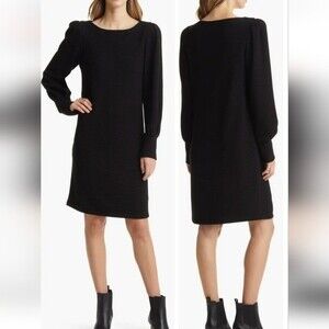 Julia Jordan Ribbed Puff sleeve sweater black dress sz 4 nwt